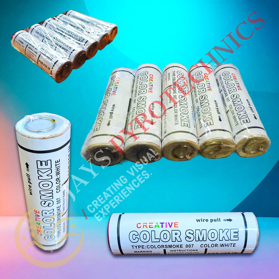 LARGE COLOUR SMOKE BOMBS WHITE – PER PIECE Clip-type white smoke bomb sold per piece in Tanzania by Fireworks Tanzania